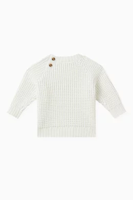 Buy Kith Neutral Serif Logo Sweater in Cotton blend Knit For Baby Boys Online Ounass Bahrain