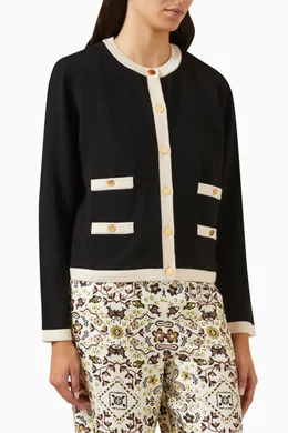 Buy Tory Burch Black Kendra Cardigan in Merino Wool For Women