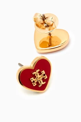 Buy Tory Burch Gold Kira Enamel Heart Stud Earrings in 18kt Gold plated Brass For Women Online Ounass Bahrain
