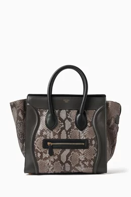 Buy Celine Pre-Loved Black Mini Luggage Tote Bag in Snakeskin