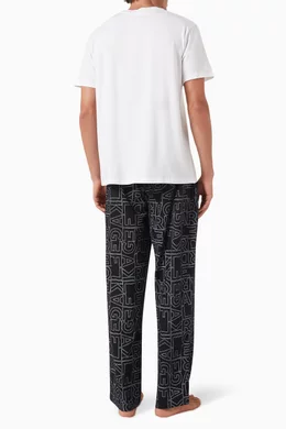 Buy KARL LAGERFELD White Logo Printed Pyjama Set in Cotton-jersey