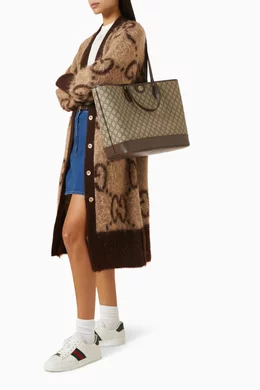 Buy Gucci Brown Medium Ophidia Tote Bag in GG Supreme Canvas For Women Online Ounass Bahrain