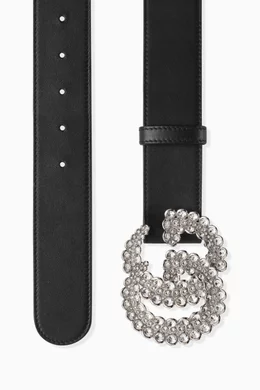 Buy Gucci Black Double G Crystal Buckle Belt in Leather For Women Online Ounass Bahrain
