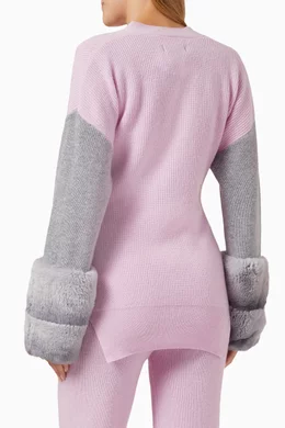 Fur cuff cardigan clearance