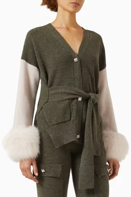 Fur cuff cardigan cheap