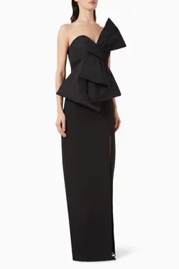 Buy Marchesa Notte Black Deconstructed Bow Maxi Dress in Stretch crepe For Women Online Ounass Bahrain