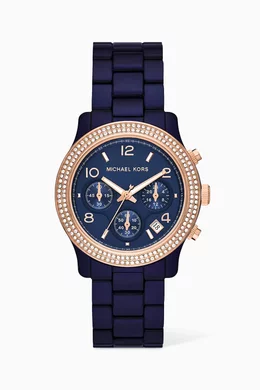 Buy Michael Kors Blue Runway Chronograph Watch 38mm For Women Online Ounass Bahrain
