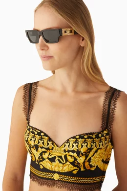 Buy Versace Brown Medusa Head Rectangular Sunglasses For UNISEX Online Ounass Bahrain