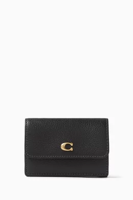 Buy Coach Black Mini Tri fold Wallet in Pebbled Leather For Women Online Ounass Bahrain