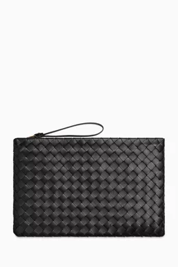 Buy Bottega Veneta Black Large Pouch in Intrecciato Nappa For Women Online Ounass Bahrain
