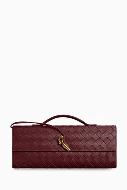 Buy Bottega Veneta Burgundy Long Andiamo Clutch in Intrecciato Leather For Women Online Ounass Bahrain
