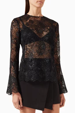 Lace flutter sleeve top cheap