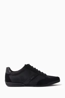 Buy BOSS Black Mixed material Sneakers in Suede Faux Leather For Men Online Ounass Bahrain