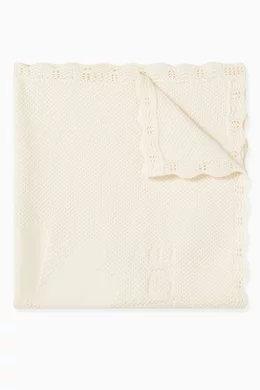 Buy Chloe Neutral Scalloped Baby Blanket in Cotton knit For Baby Girls Online Ounass Bahrain