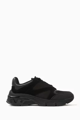 Buy Emporio Armani Black Sneakers in Mesh Leather Suede For Men Online Ounass Bahrain