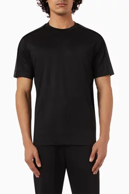 Buy Emporio Armani Black Logo tape T shirt in Lyocell blend Jersey For Men Online Ounass Bahrain