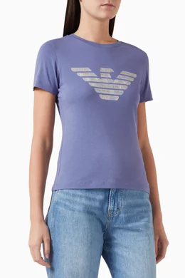 Buy Emporio Armani Blue Eagle Logo T shirt in Jersey For Women Online Ounass Bahrain
