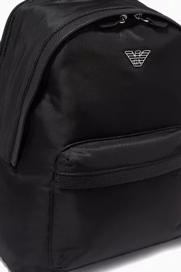 Buy Emporio Armani Black Metal Logo Backpack in Nylon For Women Online Ounass Bahrain