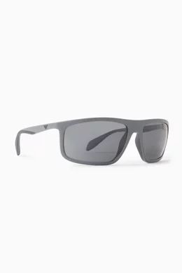 Buy Emporio Armani Grey Rectangular Sunglasses in Bio nylon For Men Online Ounass Bahrain