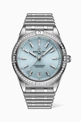 Buy Breitling Blue Chronomat Automatic Diamond 18kt Grey Gold Stainless Steel Watch 36mm For Women Online Ounass Bahrain