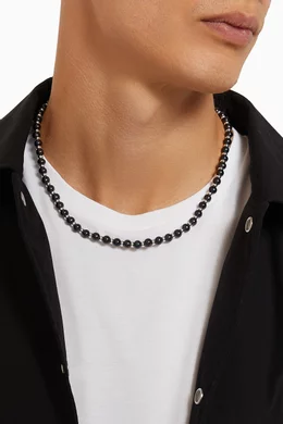 Buy Dower and Hall Black Black Freshwater Pearl Halo Necklace in Sterling Silver For Men Online Ounass Bahrain