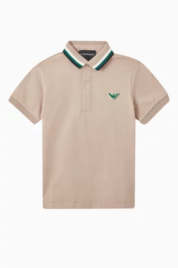 Buy Emporio Armani Neutral Logo Polo Shirt in Cotton For Kids Online Ounass Bahrain
