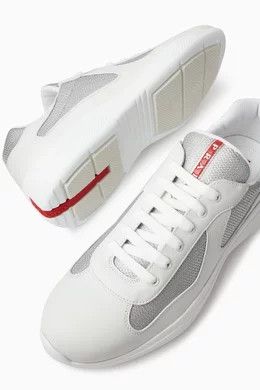 Buy Prada White America s Cup Sneakers in Leather For Men Online Ounass Bahrain