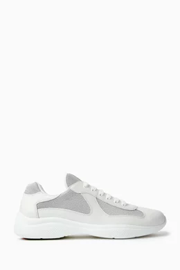 Buy Prada White America s Cup Sneakers in Leather For Men Online Ounass Bahrain