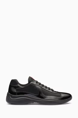 Buy Prada Black America s Cup Sneakers in Patent Leather Technical Fabric For Men Online Ounass Bahrain