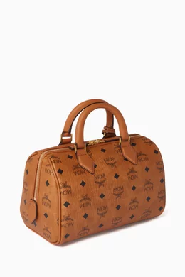 Buy MCM Brown Small Boston Bag in Visetos Canvas For Women Online Ounass Bahrain