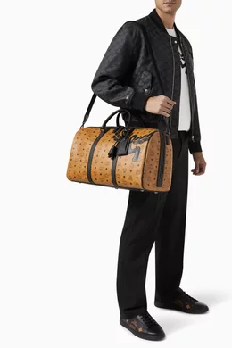 Buy MCM Brown Large Ottomar Weekender Bag in Mega Laurel Visetos For Men Online Ounass Bahrain