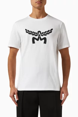 Buy MCM White Logo T shirt in Organic Cotton jersey For Men Online Ounass Bahrain