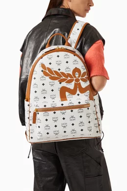 Buy MCM White Medium Stark Backpack in Visetos Canvas For UNISEX Online Ounass Bahrain