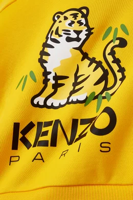 Buy KENZO KIDS Yellow Kotora Tiger Logo Print Sweatshirt in Cotton For Girls Online Ounass Bahrain