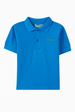 Buy KENZO KIDS Blue Logo print Polo Shirt in Organic Cotton Pique For Baby Boys Online Ounass Bahrain