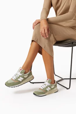 Buy New Balance Green Made in USA 998 Low-top Sneakers in Suede - Main Image