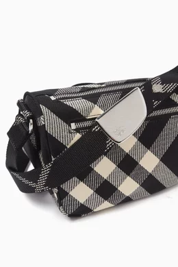Buy Burberry Black Shield Check Messenger Bag in Cotton For Men Online Ounass Bahrain
