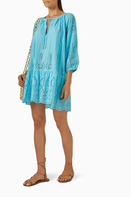 Buy Melissa Odabash Blue Ashley Embroidered Kaftan in Cotton For Women Online Ounass Bahrain
