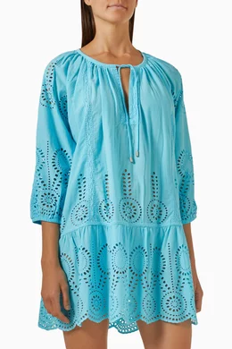 Buy Melissa Odabash Blue Ashley Embroidered Kaftan in Cotton For Women Online Ounass Bahrain