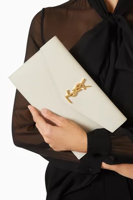 Buy SAINT LAURENT White Uptown Pouch in Grain de Poudre Embossed Leather For Women Online Ounass Bahrain