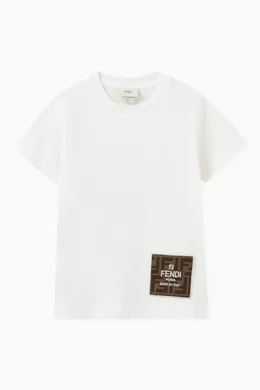 Buy Fendi White Logo Tag T Shirt in Cotton For Boys Online Ounass Bahrain