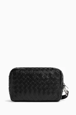 Buy Bottega Veneta Black Wristlet Pouch in Intrecciato Leather For Men Online Ounass Bahrain