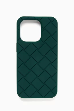 Buy Bottega Veneta Green iPhone 14 Pro Phone Case in Intreccio Rubber For Men Online Ounass Bahrain