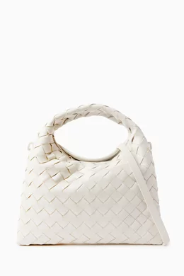Buy Bottega Veneta White Mini Hop Hobo Bag in Intrecciato Leather For Women Online Ounass Bahrain