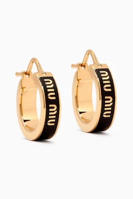 Buy Miu Miu Black Small Logo Hoop Earrings For Women Online Ounass Bahrain