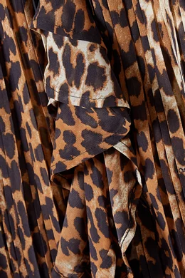 Ganni leopard print pleated maxi skirt clearance