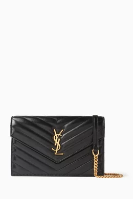 Saint laurent black monogramme envelope chain wallet bag cheap