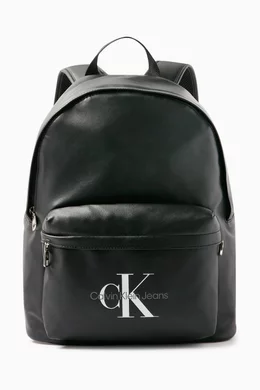 Buy Calvin Klein Jeans Black Monogram Logo Backpack in Faux Leather For Men Online Ounass Bahrain