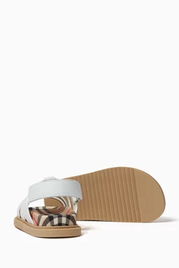 Buy Burberry White Sam Sandals in Leather For Boys Online Ounass Bahrain