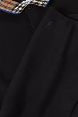 Buy Burberry Black Check collar Polo Shirt in Cotton Pique For Boys Online Ounass Bahrain